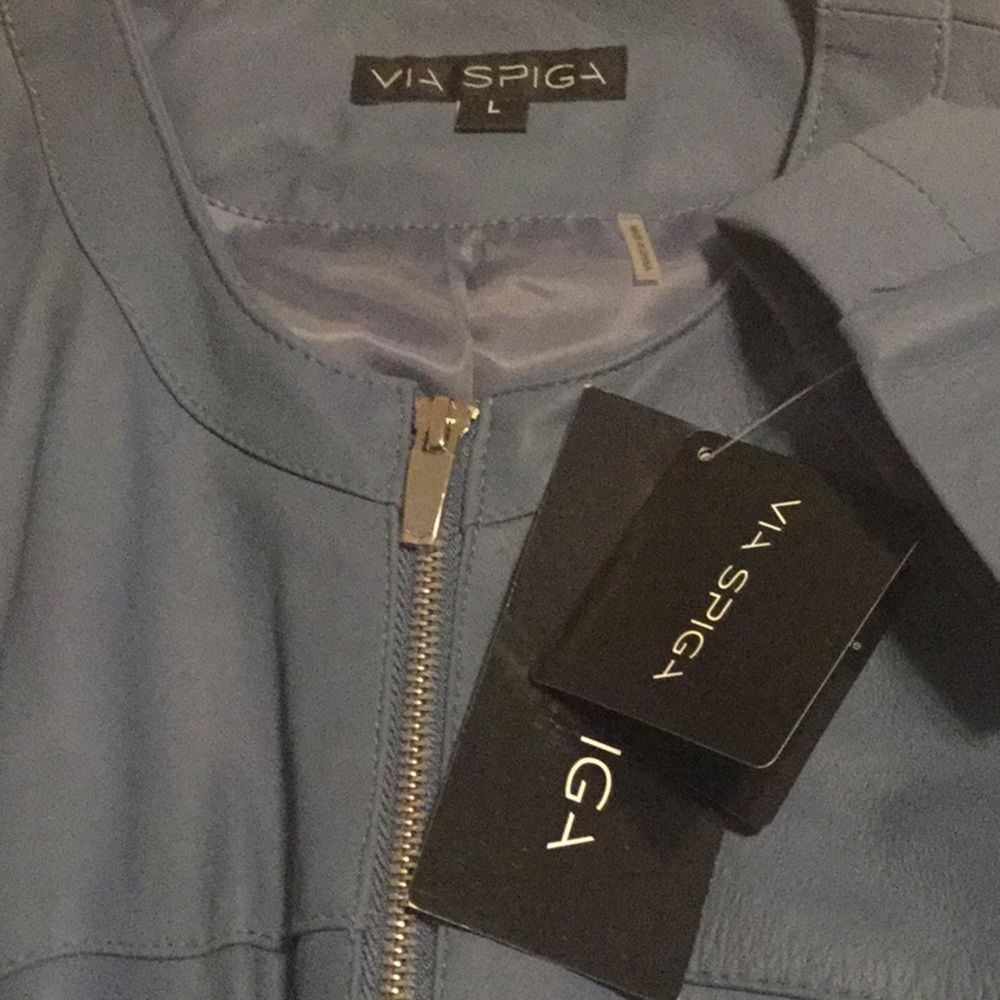 Collarless Zip-Front Leather JacketVia Spiga - Picture 8 of 8